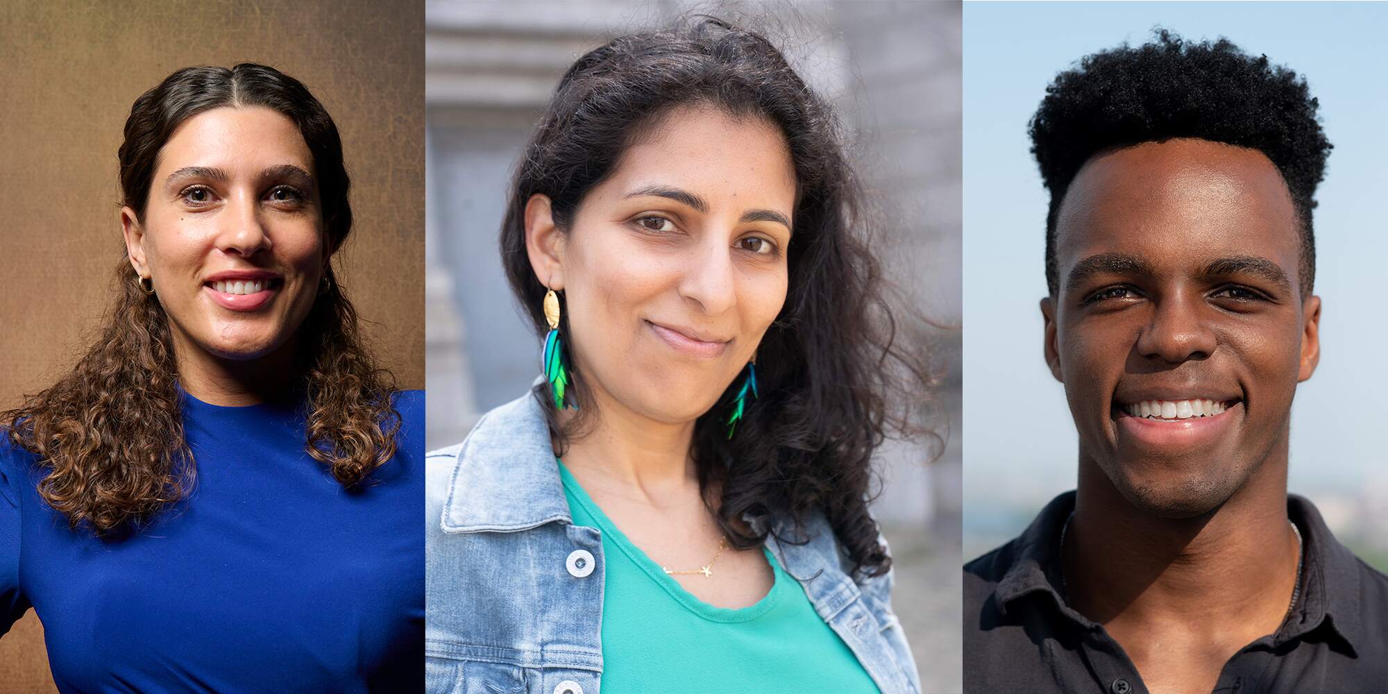 headshots of Alex Watson, Nina Sharma, and Ihea Inyama